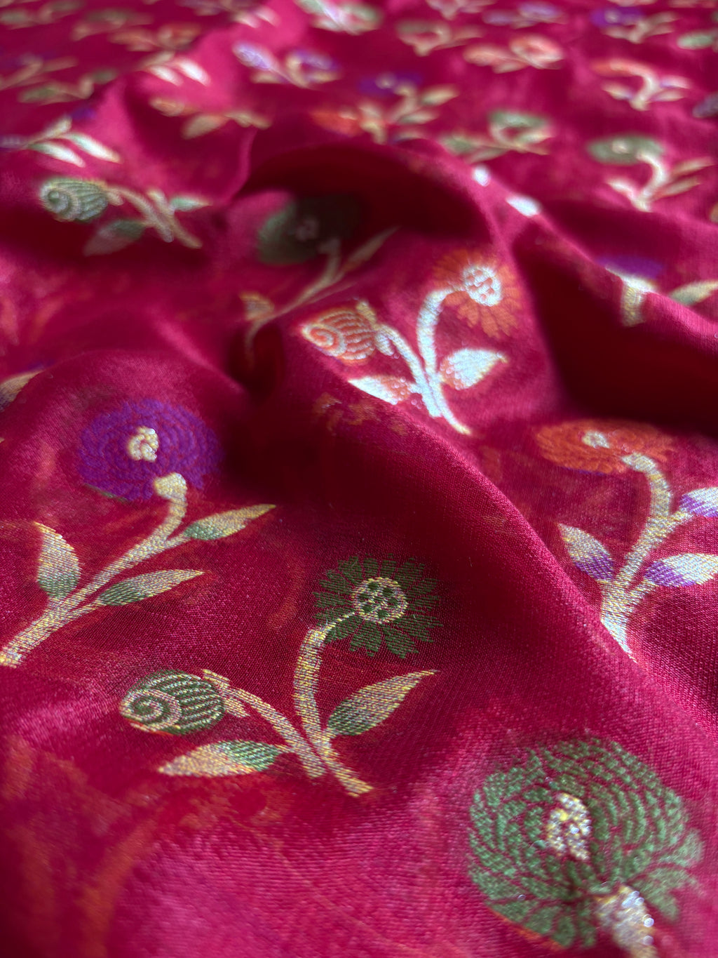 Pure Chiffon Silk Khaddi Banarasi With Floral Motifs