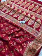 Pure Chiffon Silk Khaddi Banarasi Saree With Floral Motifs