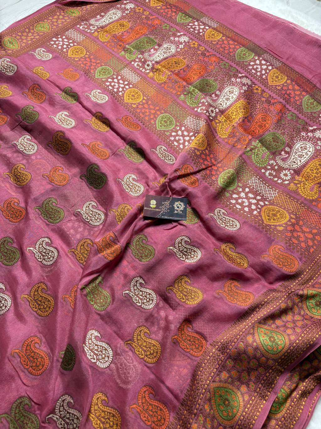 Pure Chiffon Silk Khaddi Banarasi With Paisley Motifs