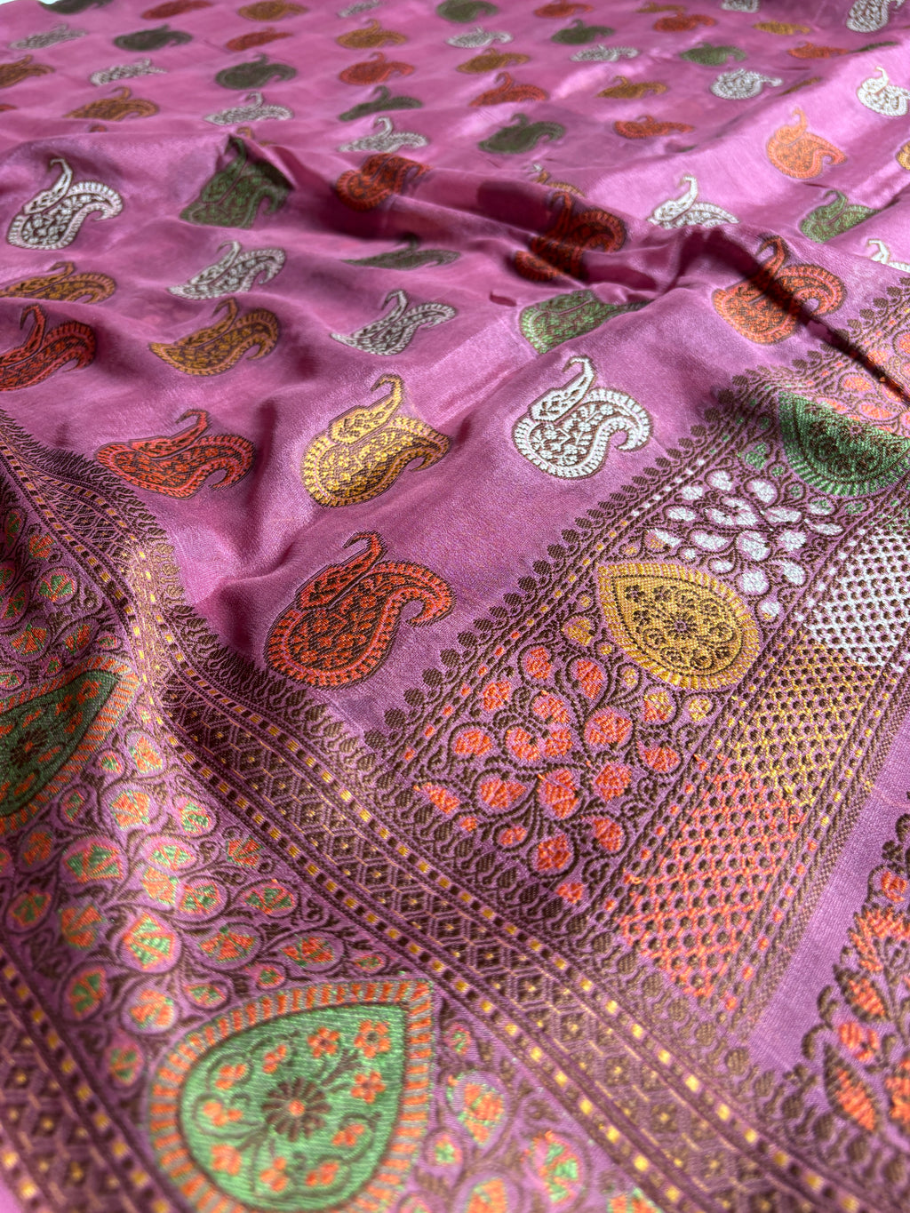 Pure Chiffon Silk Khaddi Banarasi With Paisley Motifs