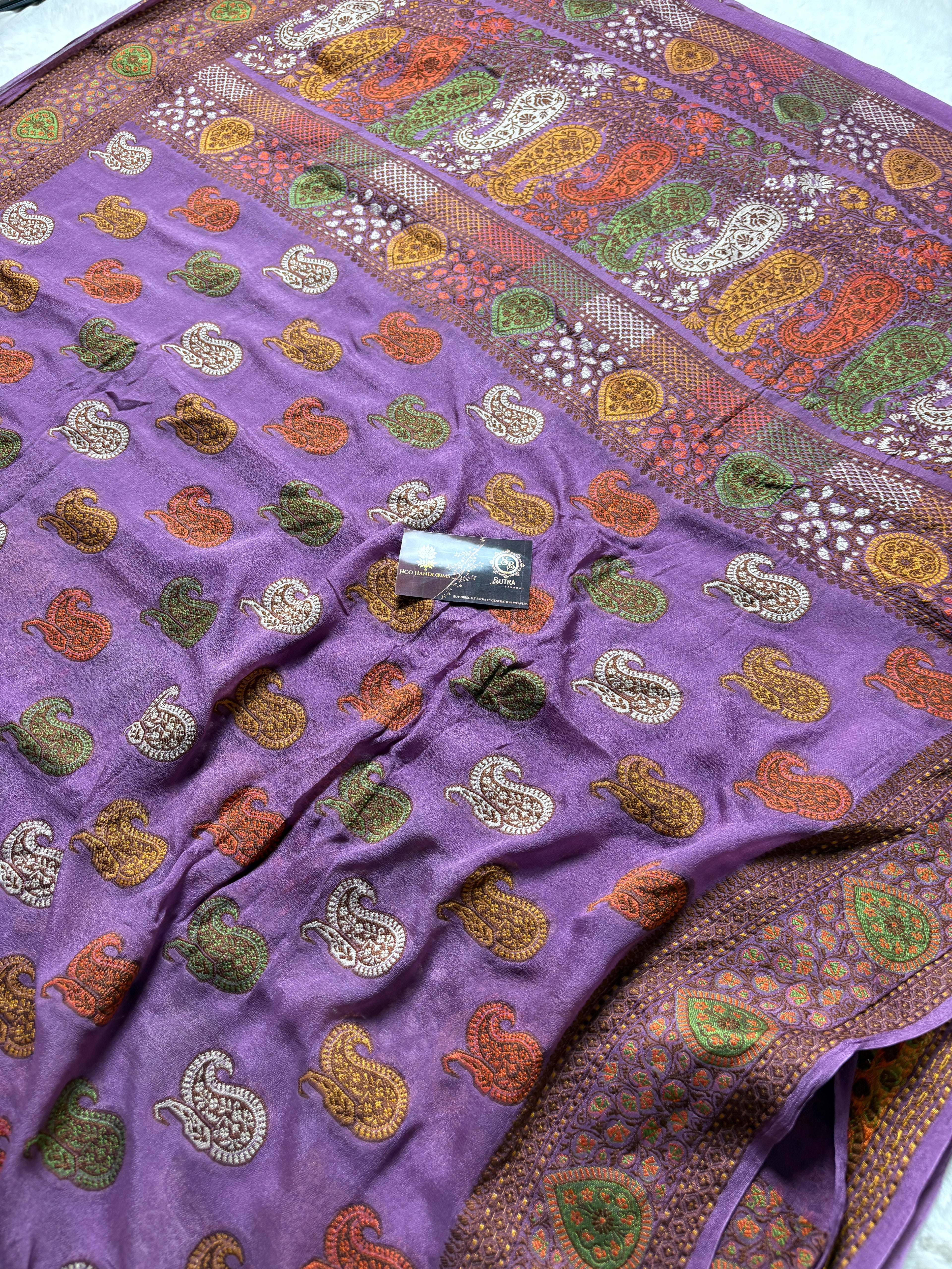 Pure Chiffon Silk Khaddi Banarasi With Paisley Motifs