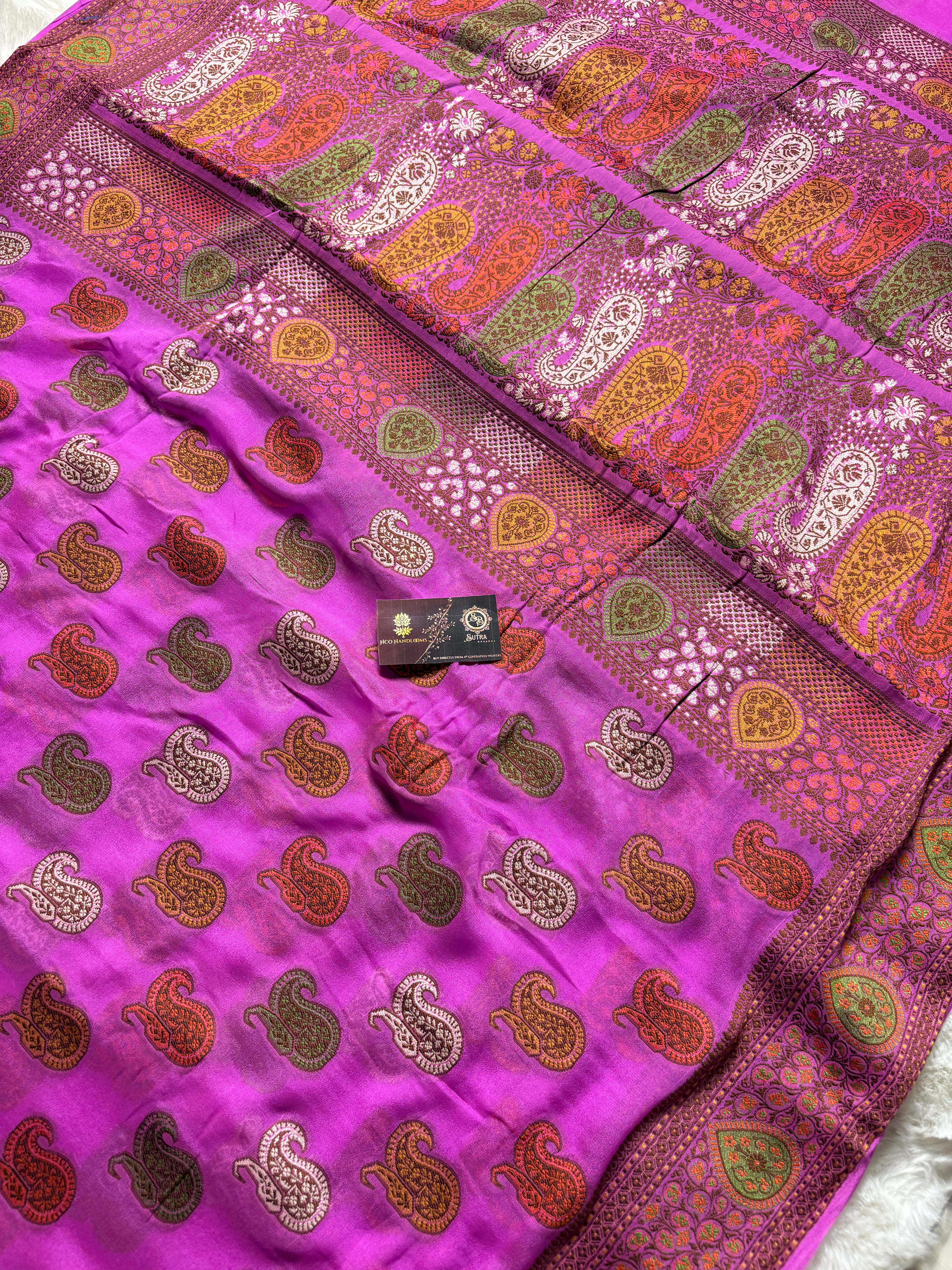 Pure Chiffon Silk Khaddi Banarasi With Paisley Motifs