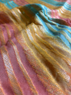 Pure Chiffon Silk Khaddi Banarasi Saree With Diagonal Stripes