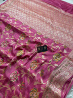 Pure Chiffon Silk Khaddi Banarasi Saree With Floral Vines Motifs