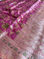 Pure Chiffon Silk Khaddi Banarasi Saree With Floral Vines Motifs
