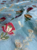 Pure Chiffon Silk Khaddi Banarasi With Floral Motifs