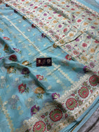 Pure Chiffon Silk Khaddi Banarasi With Floral Motifs