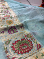 Pure Chiffon Silk Khaddi Banarasi With Floral Motifs