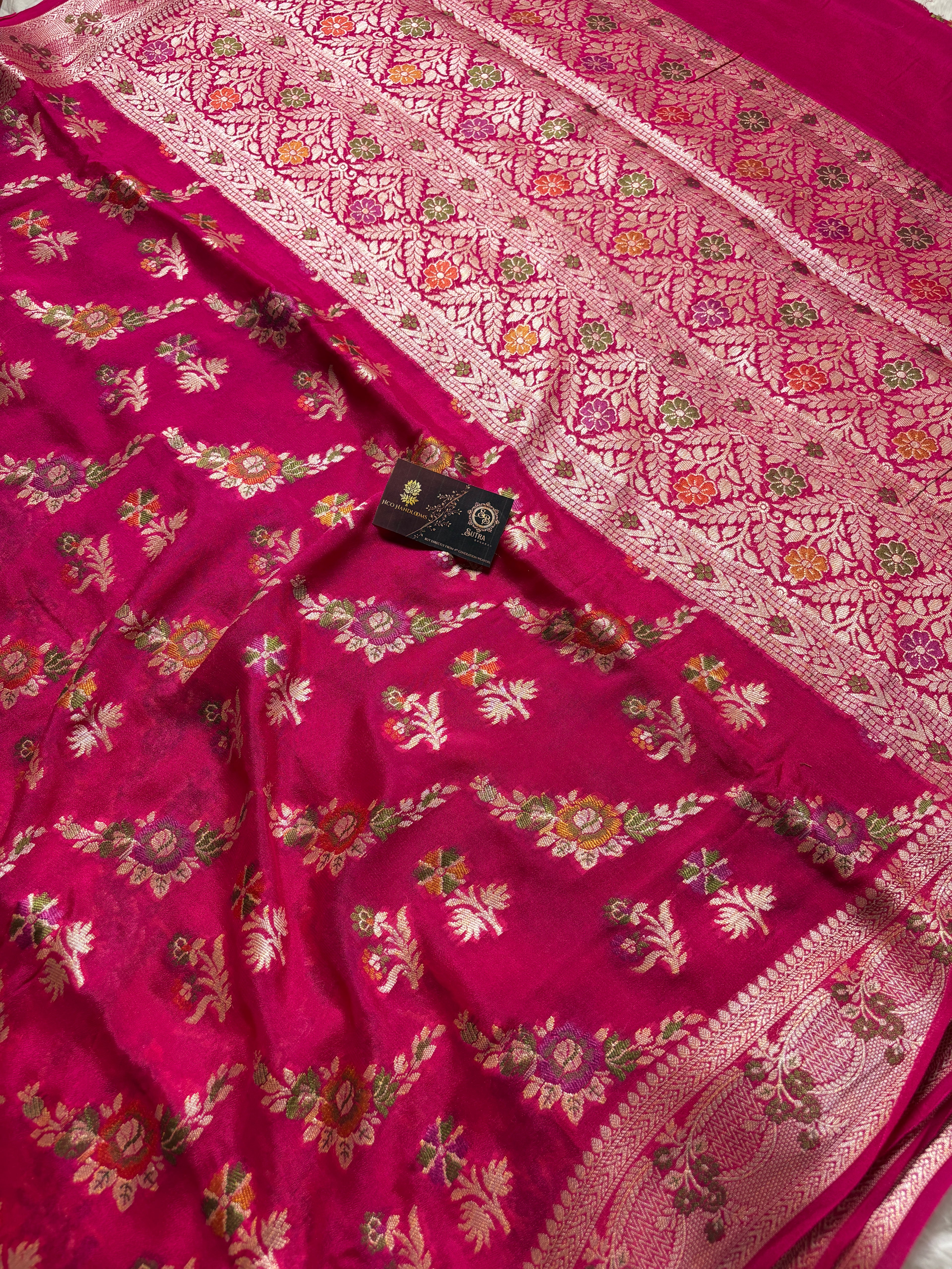 Pure Chiffon Silk Khaddi Banarasi With Floral Motifs
