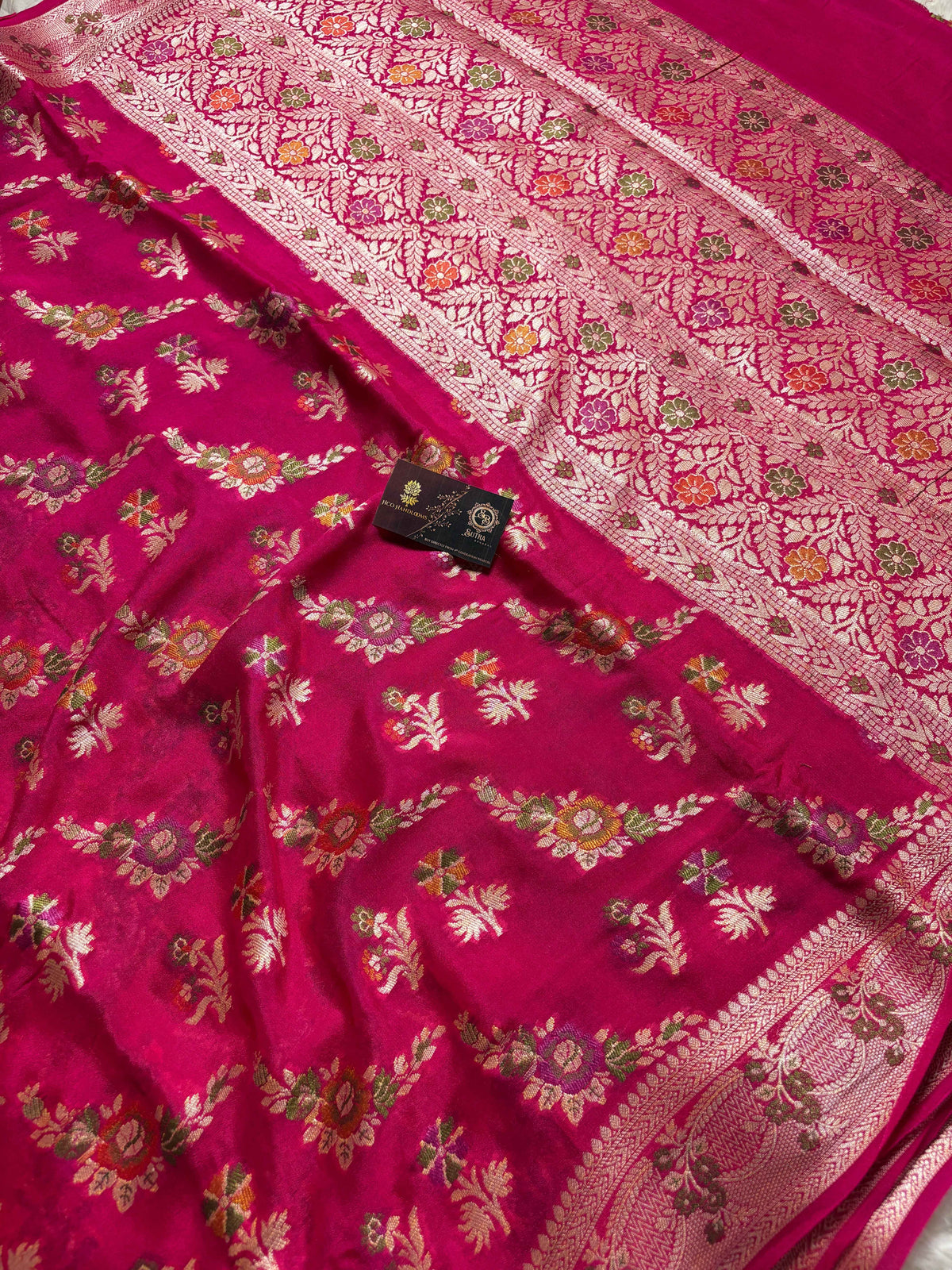Pure Chiffon Silk Khaddi Banarasi With Floral Motifs