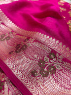 Pure Chiffon Silk Khaddi Banarasi With Floral Motifs