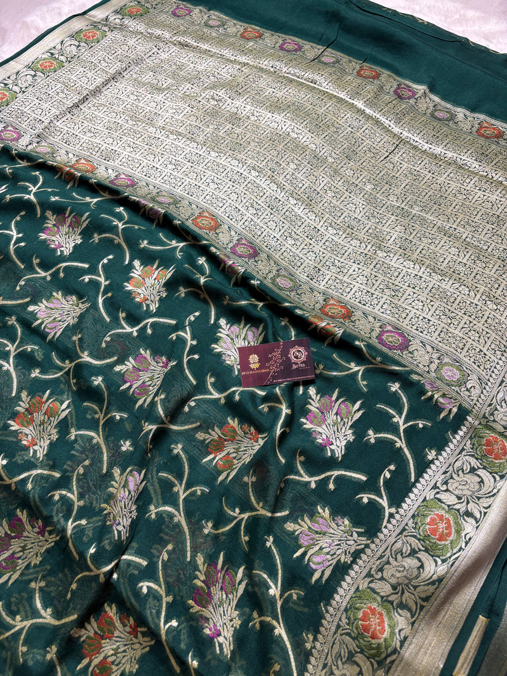 Pure Chiffon Silk Khaddi Banarasi With Floral Vines Motifs