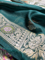 Pure Chiffon Silk Khaddi Banarasi With Floral Vines Motifs