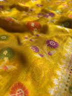 Pure Chiffon Silk Khaddi Banarasi Saree With Floral Motifs