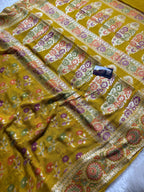 Pure Chiffon Silk Khaddi Banarasi Saree With Floral Motifs