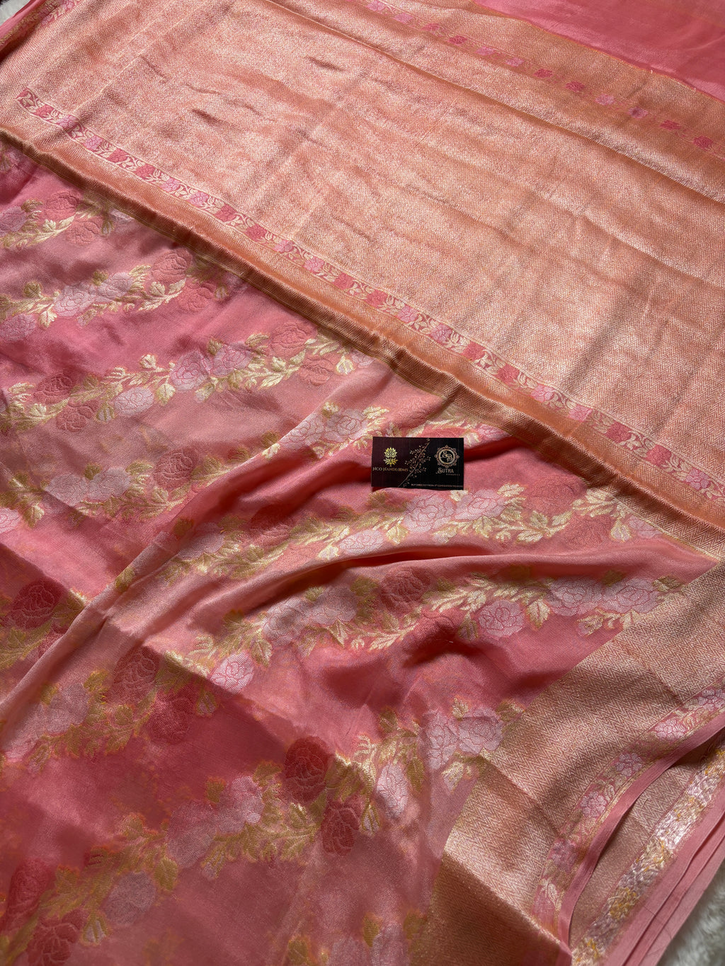 Pure Chiffon Silk Khaddi Banarasi With Aada Design
