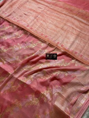 Pure Chiffon Silk Khaddi Banarasi With Aada Design