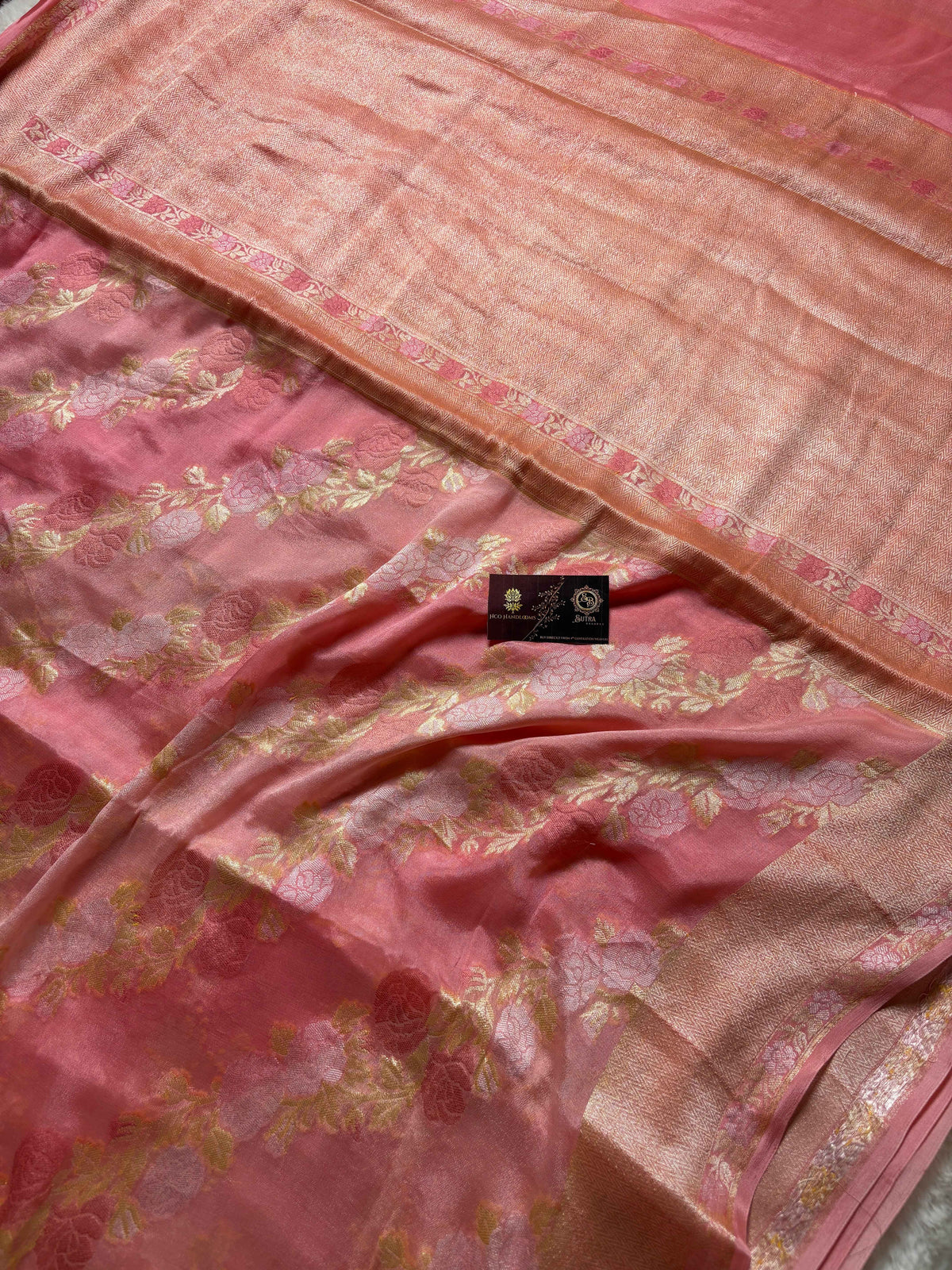 Pure Chiffon Silk Khaddi Banarasi With Aada Design