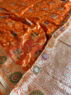 Pure Chiffon Silk Khaddi Banarasi With Floral Motifs