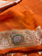 Pure Chiffon Silk Khaddi Banarasi With Floral Motifs