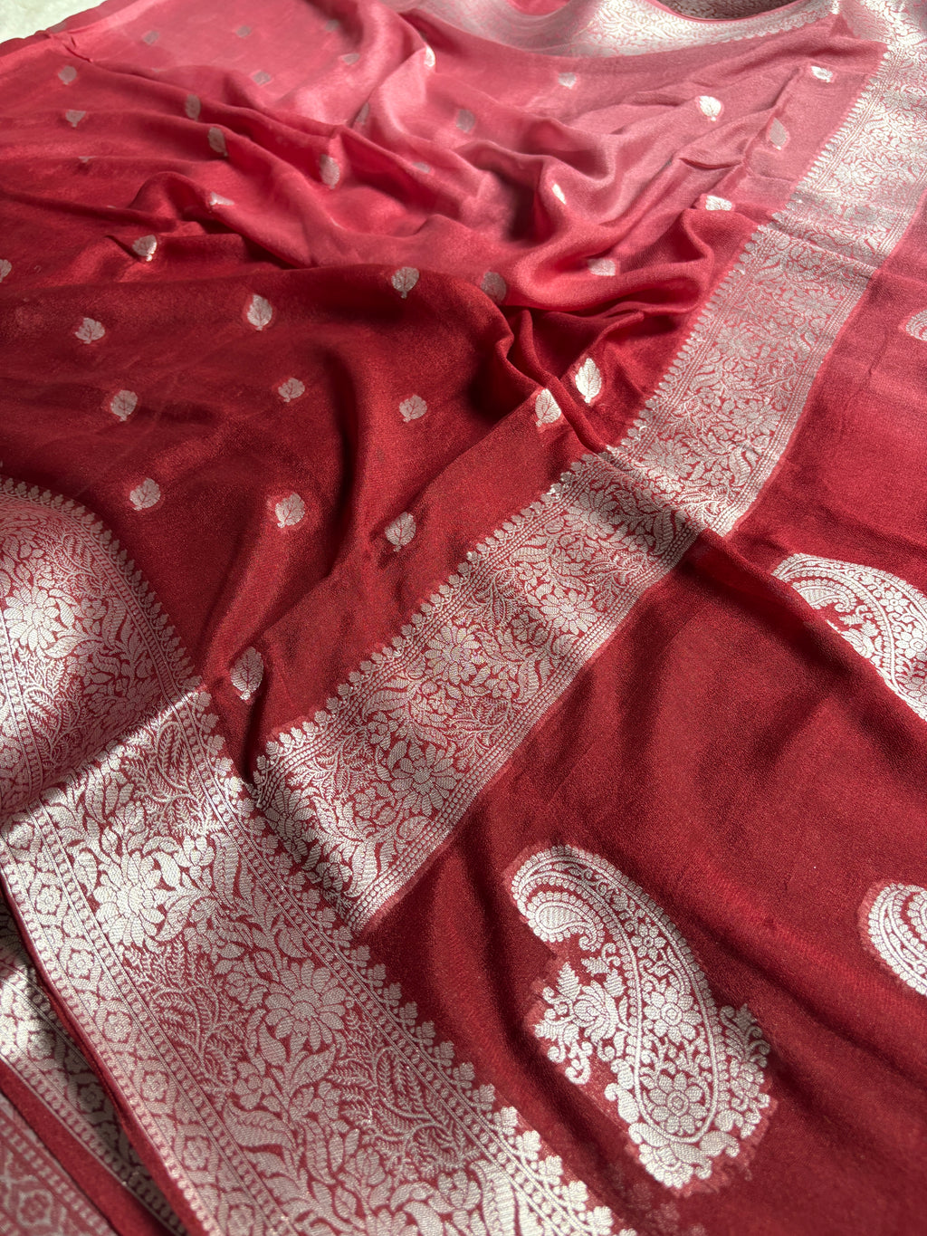 Pure Chiffon Silk Khaddi Banarasi With Small Motifs