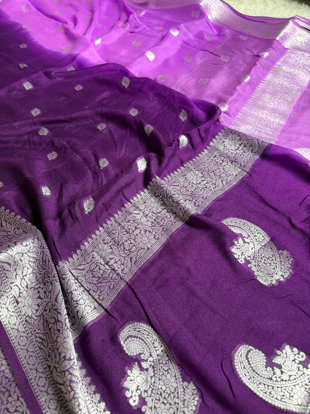 Pure Chiffon Silk Khaddi Banarasi With Small Motifs
