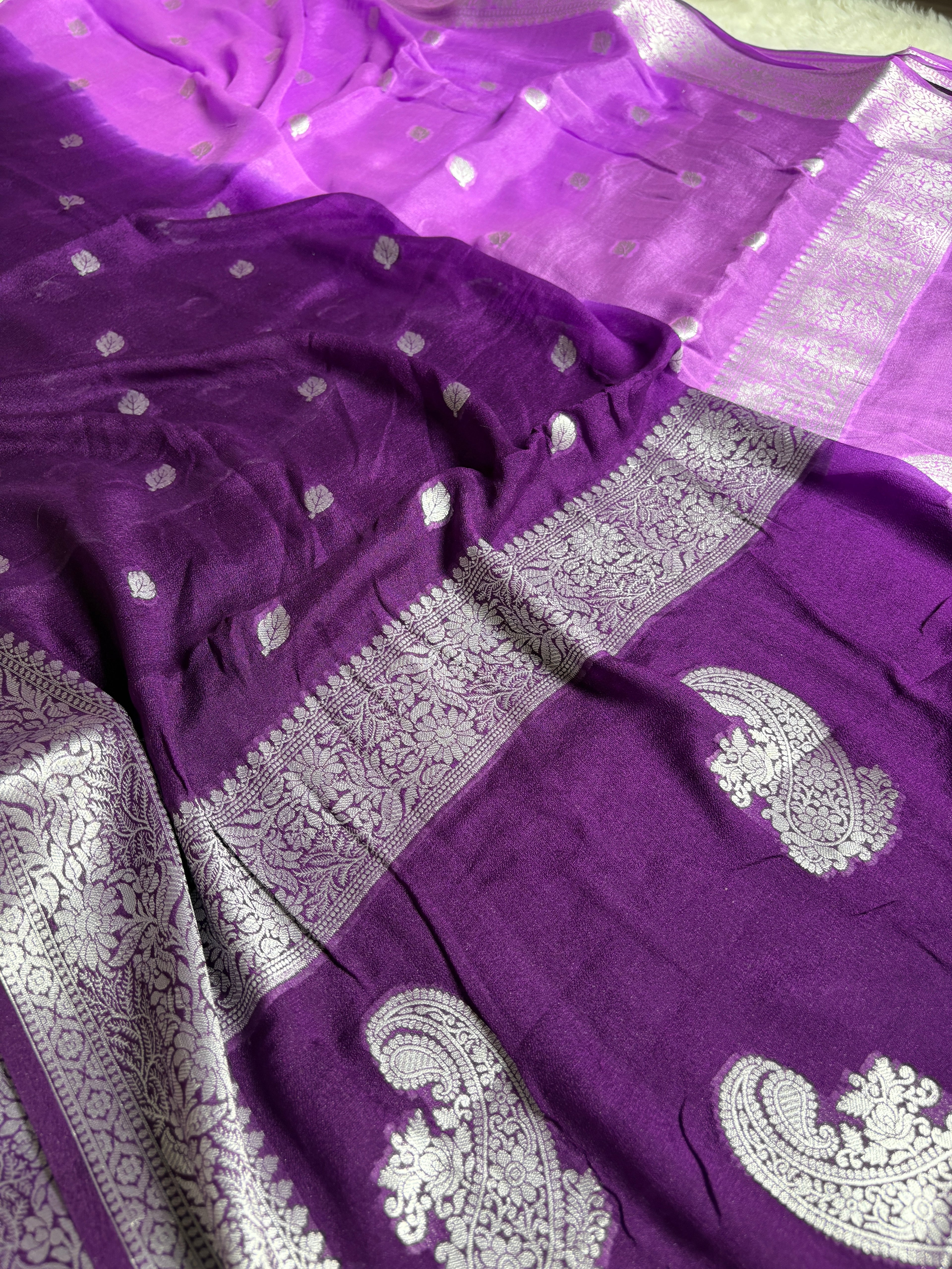 Pure Chiffon Silk Khaddi Banarasi With Small Motifs