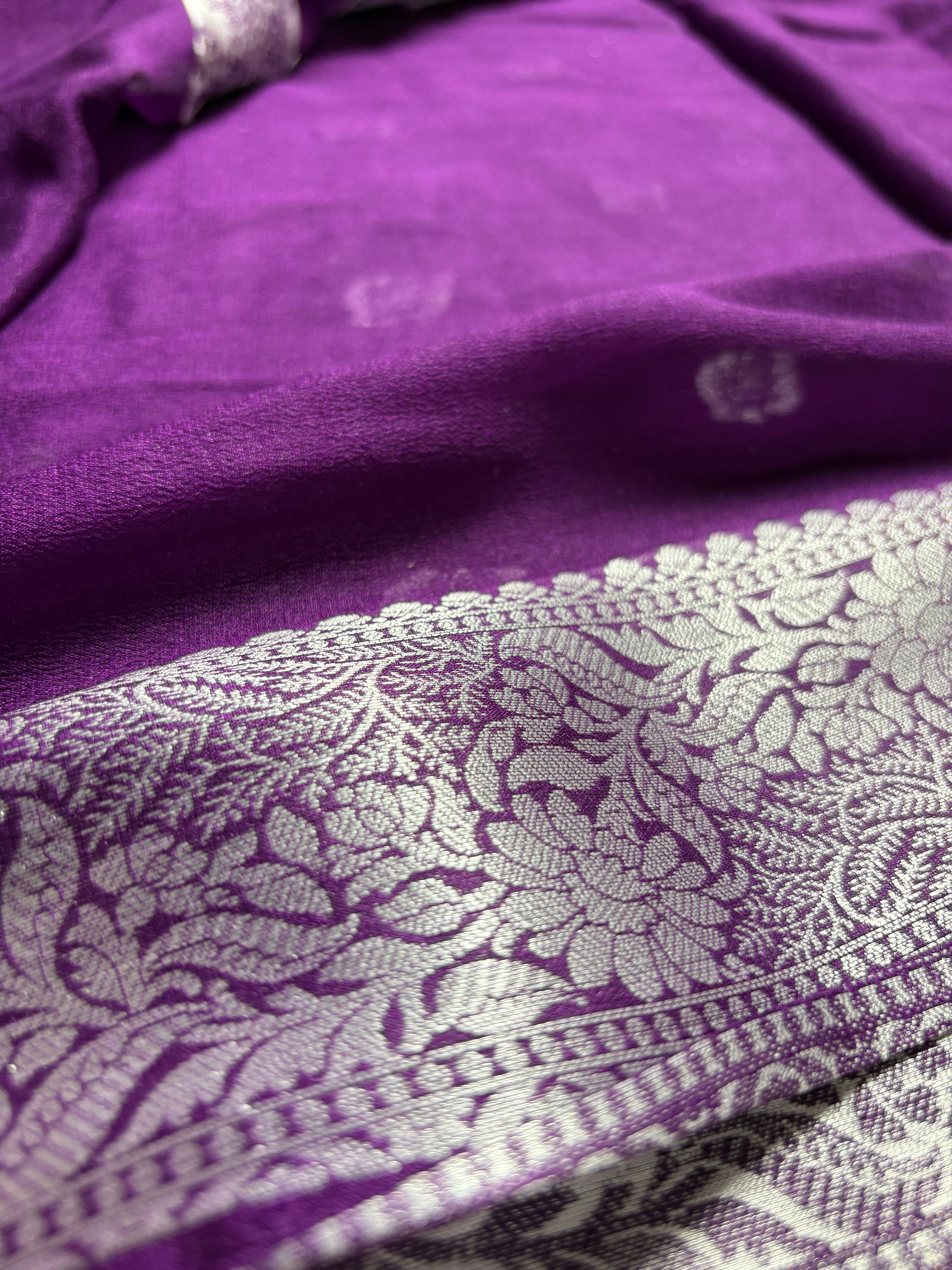 Pure Chiffon Silk Khaddi Banarasi With Small Motifs