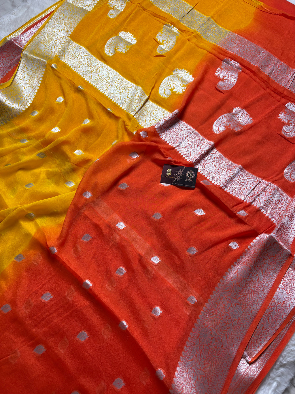 Pure Chiffon Silk Khaddi Banarasi With Small Motifs