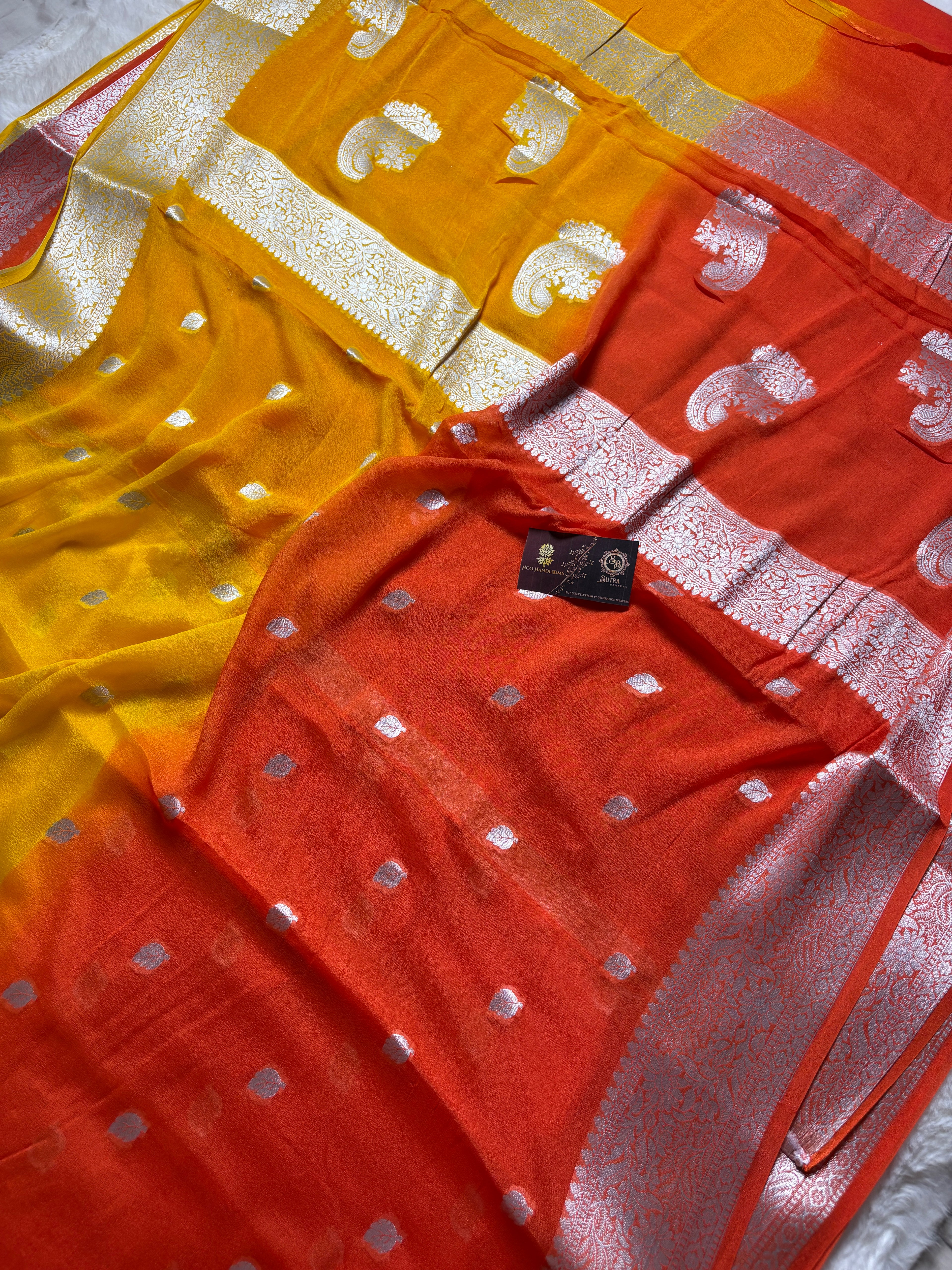Pure Chiffon Silk Khaddi Banarasi With Small Motifs