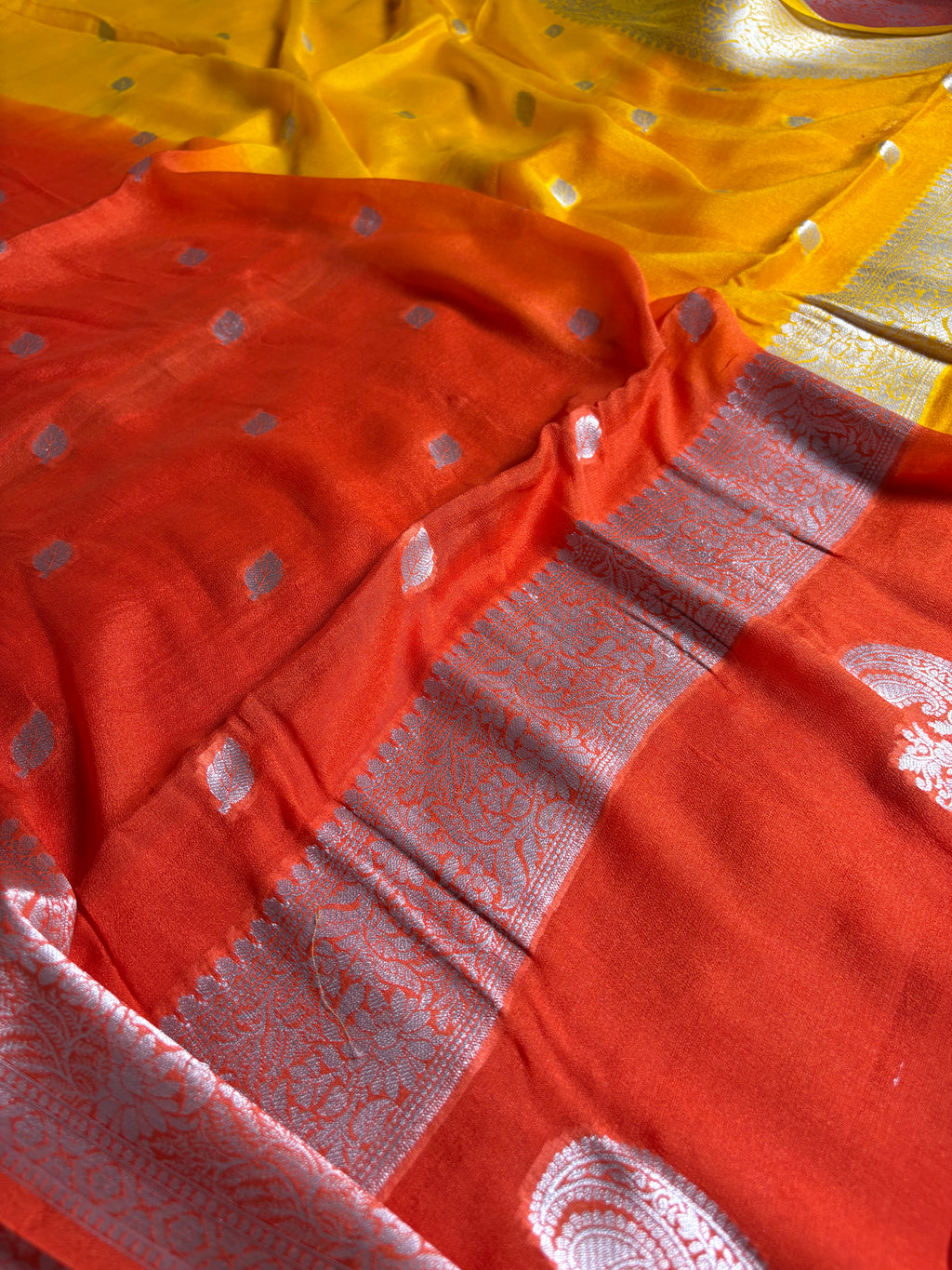 Pure Chiffon Silk Khaddi Banarasi With Small Motifs