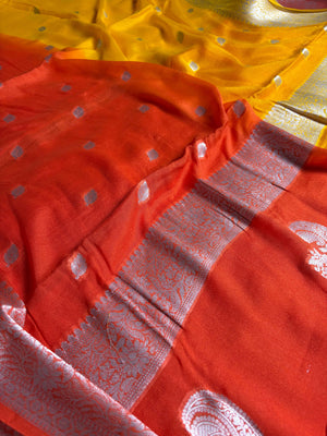 Pure Chiffon Silk Khaddi Banarasi With Small Motifs