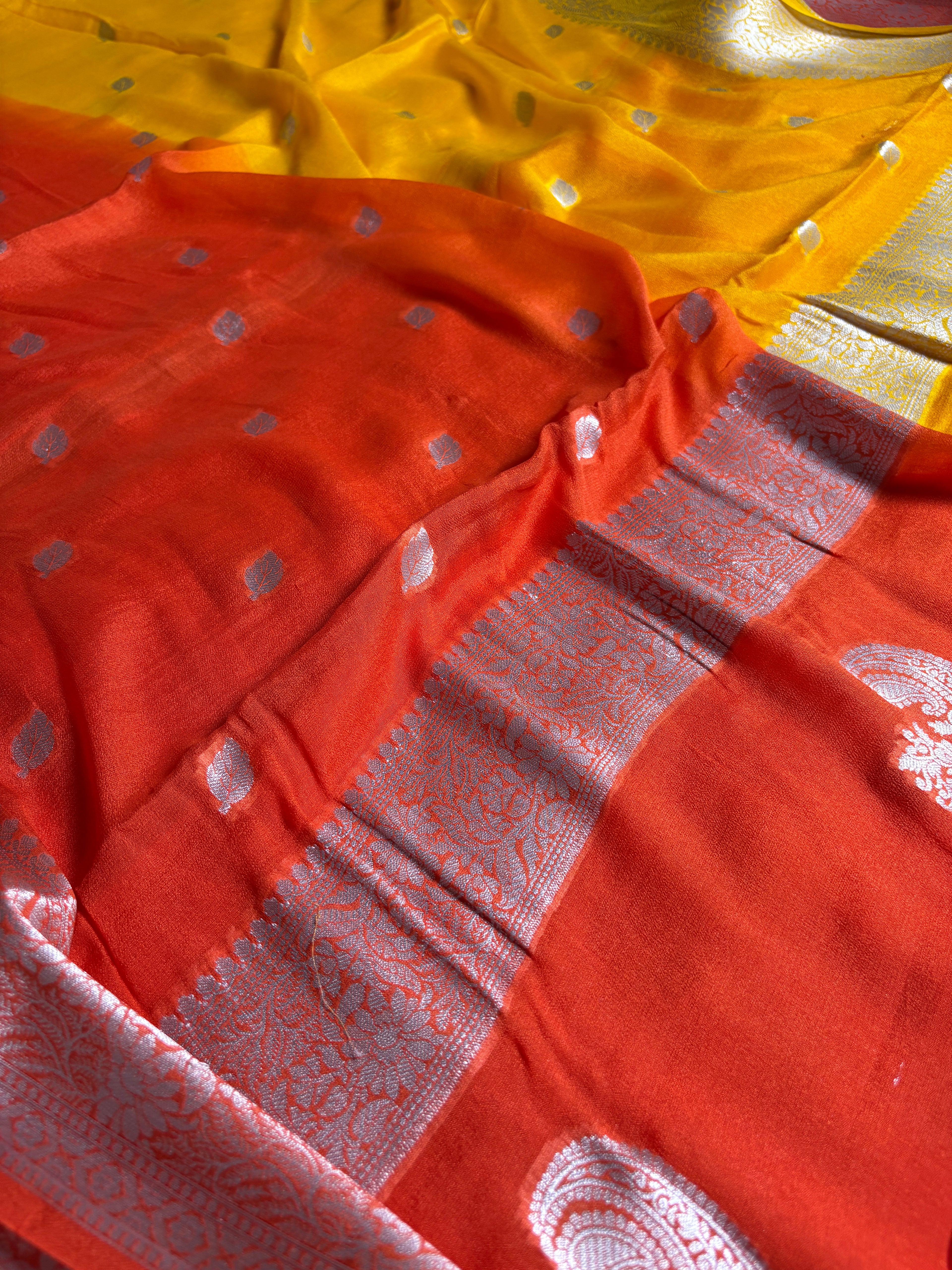 Pure Chiffon Silk Khaddi Banarasi With Small Motifs