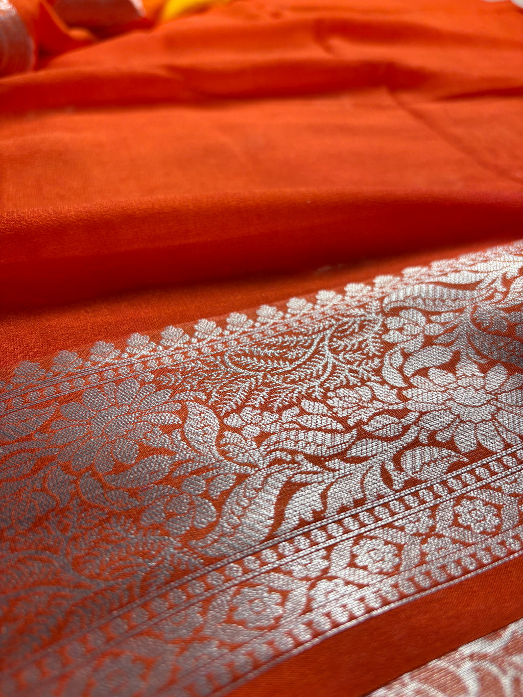 Pure Chiffon Silk Khaddi Banarasi With Small Motifs