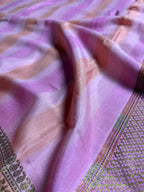 Pure Moonga Silk Handloom Banarasi Saree With Stripes
