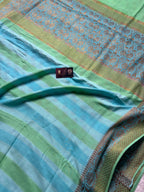 Pure Moonga Silk Handloom Banarasi Saree With Stripes