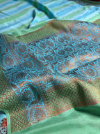 Pure Moonga Silk Handloom Banarasi Saree With Stripes