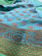 Pure Moonga Silk Handloom Banarasi Saree With Stripes