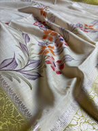 Pure Chiniya Silk Handloom Banarasi Saree With All Over Handpaint