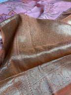 Pure Chiniya Silk Handloom Banarasi Saree With All Over Handpaint