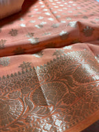Pure Chiniya Silk Handloom Banarasi Saree With All Over Handpaint