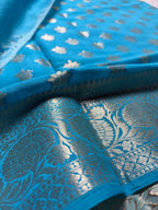 Pure Chiniya Silk Handloom Banarasi Saree With All Over Handpaint