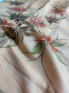 Pure Chiniya Silk Handloom Banarasi Saree With All Over Handpaint