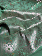 Pure Chiniya Silk Handloom Banarasi Saree With Diagonal Motifs