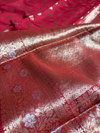 Pure Chiniya Silk Handloom Banarasi Saree With Floral Motifs