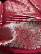 Pure Chiniya Silk Handloom Banarasi Saree With Floral Motifs