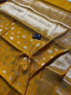 Pure Chiniya Silk Handloom Banarasi Saree With Floral Motifs