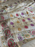 Pure Chiffon Silk Khaddi Banarasi Saree With Floral Motifs