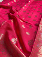 Pure Chiniya Silk Handloom Banarasi Saree With Floral Motifs