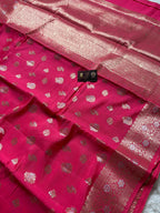 Pure Chiniya Silk Handloom Banarasi Saree With Floral Motifs